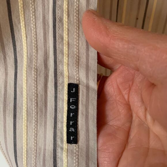 J. Ferrar beige striped long-sleeved shirt, great condition, beautiful, Small - Picture 5 of 8